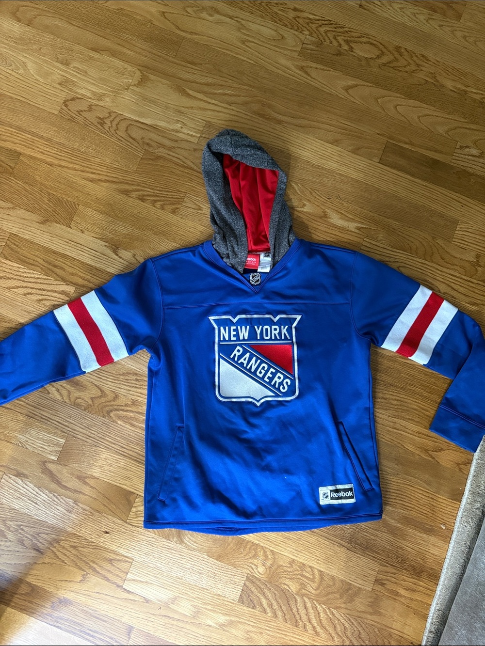 Reebok New York Rangers Hoodie - Blue with Red & White